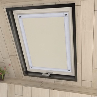 Eurohome 100% Verdunkelung Dachfenster Rollo ohne Bohren Sonnenschutz Verdunkelungsrollo mit Saugnäpfen für Fenster Beige 37x73 cm