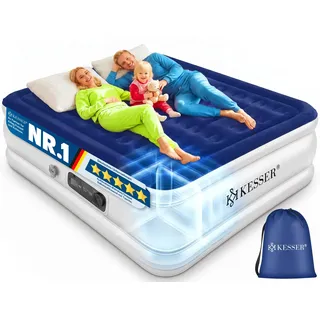 KESSER® Aufblasbare Matratze Luftbett Selbstaufblasend Gästebett mit eingebauter elektrischer Pumpe, Luftmatratze für Camping oder Heimgebrauch Mit Tasche, geeignet für 2 Person - 203 x 152,5 x 51cm