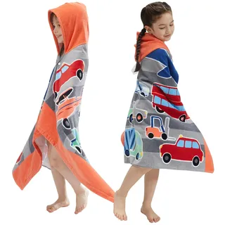 BANGSAUR Kinder-Badetuch mit Kapuze, 100% Baumwolle, 127x 76cm Wickel, Kinder, Kleinkinder, Mädchen, Jungen, 3–12 Jahre (Flugzeug N)