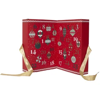 Luxuriöser aufklappbarer Adventskalender mit 24 Duftkerzen – 31 x 22 x 12 cm – Festliche Geschenkverpackung mit goldener Schleife – Rot