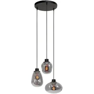 Steinhauer Pendelleuchte REFLEXION, 3-flammig, 3x E27, schwarz matt / Rauchglas teilverspiegelt STE-3079ZW