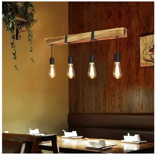 ZMH Pendelleuchte Vintage Pendelleuchte Holz Esstischlampe, ohne Leuchtmittel, LED wechselbar weiß