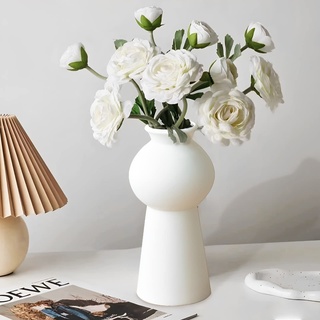 Keramik-Blumenvase, moderne Heimdekoration, niedliche kleine Vasen, unverwechselbare Regaldekoration, Bauernhaus, Boho-Dekor, weiße Vase