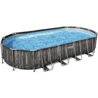 BESTWAY Power Steel Frame Pool oval Set 732 x 366 x 122 cm inkl. Filterpumpe (5-tlg.)