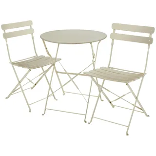 Tectake Bistrotisch-Set Frieda für 2 Personen beige