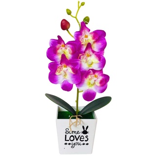 ohfruit Künstliche Pflanzen, künstliche Schmetterling Orchidee Bonsai Fake Blume mit Topf Home Möbel Dekor Lila