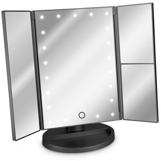Navaris Kosmetikspiegel Kosmetikspiegel faltbarer Standspiegel - beleuchtet (1-St) schwarz 19,12 cm x 6,72 cm