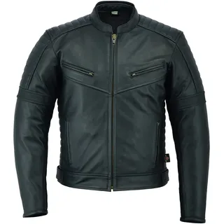 Texpeed Motorrad lederjacke herren mit protektoren - Schwarz Bikerjacke - Motorrad mit original biker rüstung gepanzert (EN 1621-1) Schutz - XL