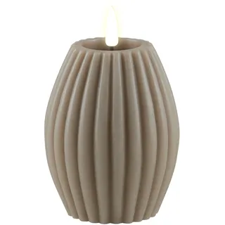 Deluxe Homeart Stripe Flammenlose LED-Kerze - mit Real Flame™-Technologie - batteriebetriebene Kerze (7,5 x 10 cm, Sand)