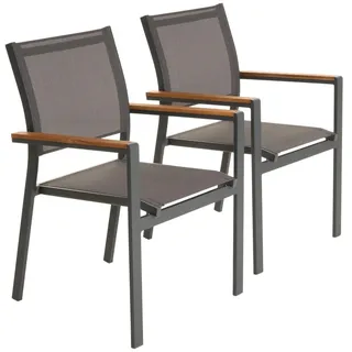 2er Set Gartenstuhl Stapelstuhl Terrassen-Stuhl anthrazit Aluminium Teslin