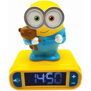 Lexibook - Wecker mit Nachtlicht und Minions Klingeltönen, Bob-Digitalwecker mit Nachtlicht und Snooze, Uhr, leuchtendes Bob, Gelb/Blau - RL800DESLXB
