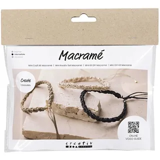 NEU Kreativ Set für 3 Macramé Armbänder in Schwarz, Olivbraun und Beige