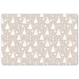 MuchoWow Platzset Weihnachtsbäume - Weiß - Beige - Muster - Kind, (1-St), Kinder-Arbeitsunterlage Schreibtisch, Bastelmatte Kind, Zeichenmatte 45 cm x 30 cm x 30 mm