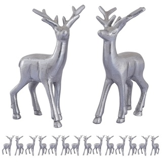 Amagohome Deko Figur Hirsch VE 8x 2 Stück Tischdekoration Tierfigur Metall Weihnachtsdeko : silber
