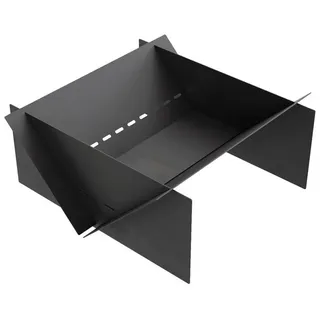QLS Feuerschale 70x70 cm groß, Feuerstelle Stahl faltbar Outdoor Garten schwarz