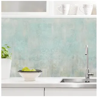 Bilderdepot24 Küchenrückwand blau dekor Shabby Steinoptik Betonoptik Rustikales Betonmuster Mint, (1-tlg., Nischenrückwand - für Fliesenspiegel ohne Bohren - matt), Spritzschutz Rückwand Küche Herd - Folie selbstklebend versch. Größen blau 50 cm x 50 cm