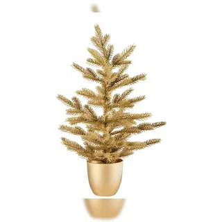 Christmas Decorations Künstlicher Tannenbaum 44x60cm - kleiner Deko Christbaum mit Topf Weihnachtsbaum Kunstbaum Dekobaum - Weihnachtsdeko & Winterdeko Gold