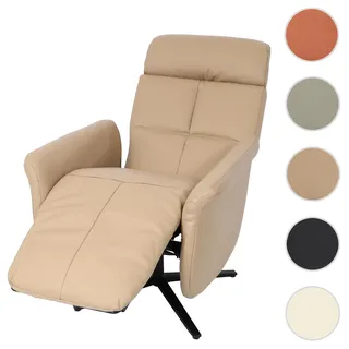 Mendler Relaxsessel HWC-L10 Voll-Leder 76 x 110 x 76 cm Taupe drehbar