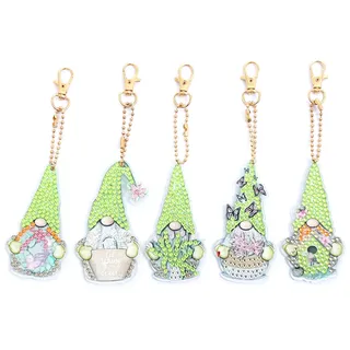 NSXIN 5D Diamond Painting Anhänger Set, DIY Schlüsselanhänger Doppelseitige Diamant Malerei Anhänger, Blumen und Zwerge Painting kit Basteln für Geschenkidee Kunsthandwerk Deko (Stil A)