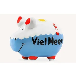 KCG Sparschwein Viel Meer Spardose aus Keramik mit Gummi-Verschluss Kleinschwein 12,5 x 9 x 9 cm