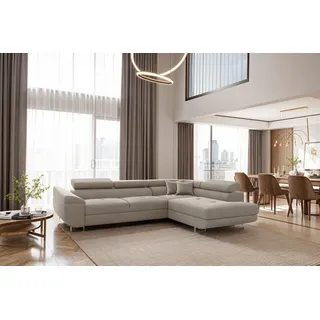 kaiser möbel Ecksofa Stoff mit Schlaffunktion L-förmig KaltesBeige