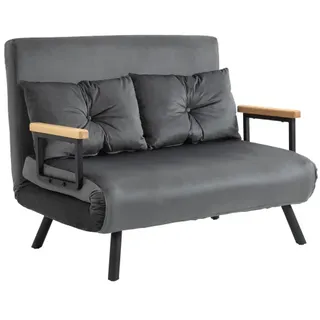 Schlafsofa Mit Bettkasten Couch Mit Schlaffunktion Schlafcouch Mit Samtoptik Rückenkissen Dunkelgrau 102 X 73 X 81 Cm  on-site