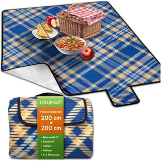 krumad Picknickdecke XXL 200 x 200 cm marineblau-orange