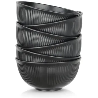 Voency 6 Stück Kunststoff Müslischalen,Unzerbrechliche Müslischalen Obstschale,Wiederverwendbar Unzerbrechlich Kunststoff Schale für Frühstück, Salat, Suppe, Ramen, Obst,Snack-schwarz