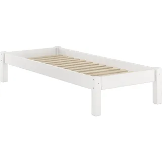 Erst-Holz®Weißes Futonbett ohne Kopfteil Kiefer massiv 90x200 Bettgestell mit Rollrost 60.35-09W