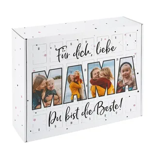 Herz & Heim® DIY Adventskalender mit Schriftzug - Mama - Papa - Oma - Opa - aus eigenen Fotos und Wunschtext (MAMA)