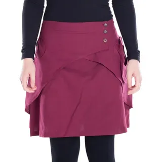Vishes Minirock Damen Mini-Rock Baumwolle A-Linie breiter Bund mit Knopfleiste und Alternative Bekleidung, Ethno, Hippie, Retro Style rot 36-38