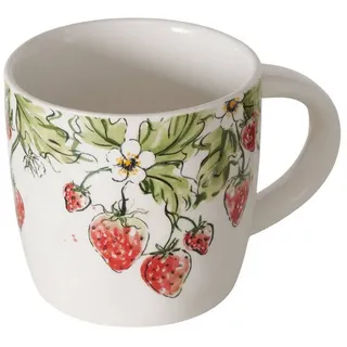 BOLTZE GRUPPE GmbH Becher Keramikbecher mit Erdbeermuster STRAWBERRY, 450 ml, Keramik, mit Erdbeermuster