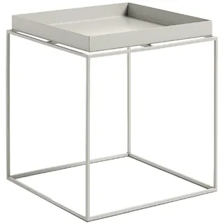 HAY Tray Table Beistelltisch viereckig warmgrau pulverbeschichtetes Stahlgestell, Maße: 40 x 40 x 44 cm, 102503-2409000, Warm-grau