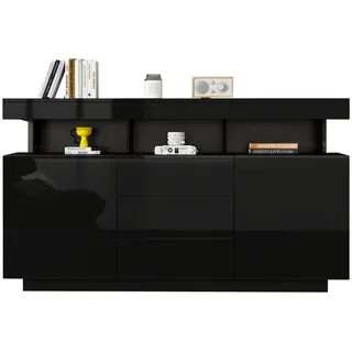stilvora Sideboard 140 x 80 x 35 cm Schwarz
