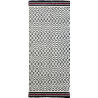 Jute & Co Firenze Teppich, handgewebt, 100% Baumwolle, Weiß/Schwarz, 140 x 60 x 0,5 cm