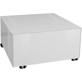 Couchtisch - ice white matt - mit Glas - mit Schubkasten