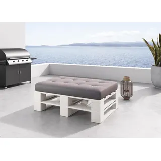 Lermowood Palettenmöbel Mp Hocker 120 x 80 x 40 cm Weiß | Europaletten Indoor und Outdoor Lounge Gartenmöbel Holz Gartenmöbel Set Lounge Möbel... - Weiß