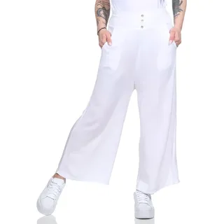 ZARMEXX Damen Hose Marlenehose Palazzo luftige Sommerhose Boho Hippie 7/8 Schlaghose (Weiss) - 36-40