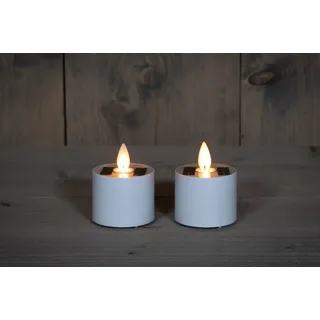 Coen Bakker Deco BV LED-Kerze (2-tlg), Solar Teelichter 2er Set 4x5cm weiß