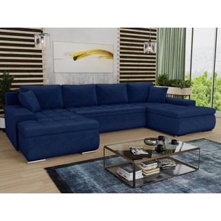 Sofnet Wohnlandschaft mit Schlaffunktion Faris U-Form - Couch, Schlafsofa mit Bettkasten, Couchgranitur mit Bettfunktion, Big Sofa, Bettsofa (Blau (Kronos 09))