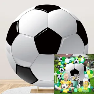 SDOTPMT Durchmesser 1.5m Fußball Foto Runden Hintergrund Schwarz Weiß Sport Fußball für Knabe Geburtstagsparty Kreis Fotografie Hintergrund Neugeborenes Geschlecht Aufdecken Sport Hintergrund