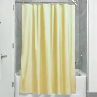 iDesign Duschvorhang aus Stoff   wasserdichter Duschvorhang mit verstärktem Saum   waschbarer Textil Duschvorhang in der Größe 183,0 cm x 183,0 cm   Polyester gelb
