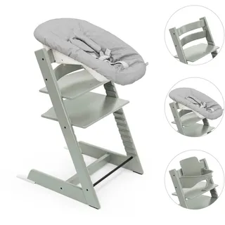 Stokke® Tripp Trapp® Bundle Treppenhochstuhl inkl. Newbornset Light Grey & Babyset, gruen