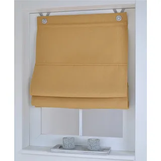 Raffrollo Thermo Ösenrollo Dimout Curry Blickdicht Verdunkelung Breite ca. 60 cm x Höhe ca. 130 cm