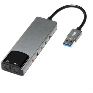 Aluminium USB Externe Soundkarte mit 5.1 Surround Sound und SPDIF Optischem Ausgang, geeignet für Windows und für Mac Computer zur digitalen Audioübertragung