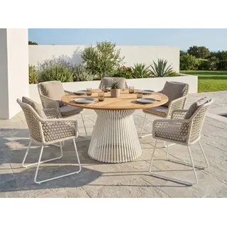 Niehoff Möbel Outdoor Acore-Lido Gartenmöbelset, 5 Sessel, Kissen,  1 Tisch rund 140cm