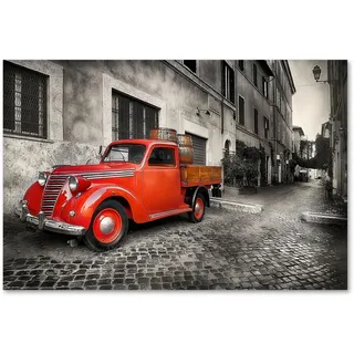 Postereck - 2739 - Roter Lastwagen, Oldtimer Auto KFZ Pick Up Retro - Wandposter Fotoposter Bilder Wandbild Wandbilder - Poster - 3:2-61,0 cm x 40,5 cm