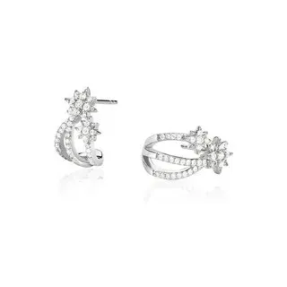 STELLINA Damen Creolen Silber 925 Zirkonia Weiß 0,08 ct Stern, Creolen mit Stein
