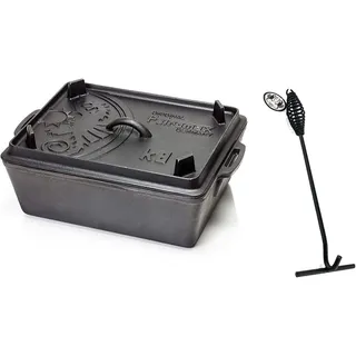 Petromax Dutch Oven Starter Set - K8, Schwarz, Emaillierter Gusseisen, Rechteckig