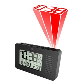 Mini Funk-Projektionswecker Reisewecker 2 Alarme Datum Temperatur Funkwecker